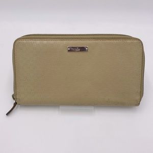 💯 AUTH. Gucci tan leather zippy wallet